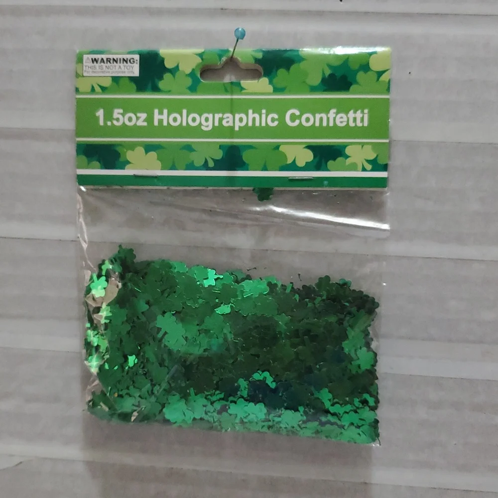 Green Holographic Shamrock Confetti for Parties 1.5 Oz